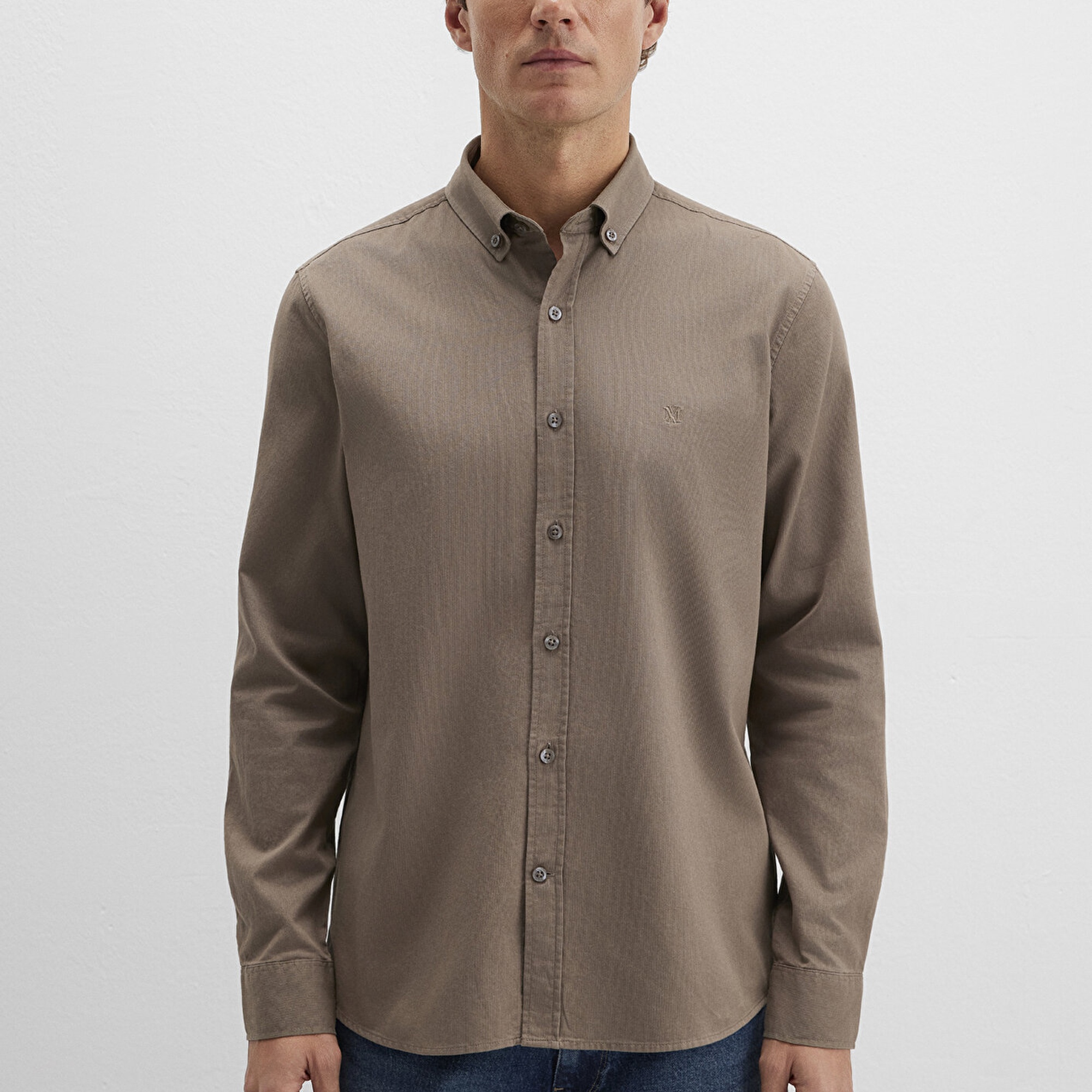 Mavi Kahverengi Gömlek Slim Fit / Dar Kesim 0211192-83866