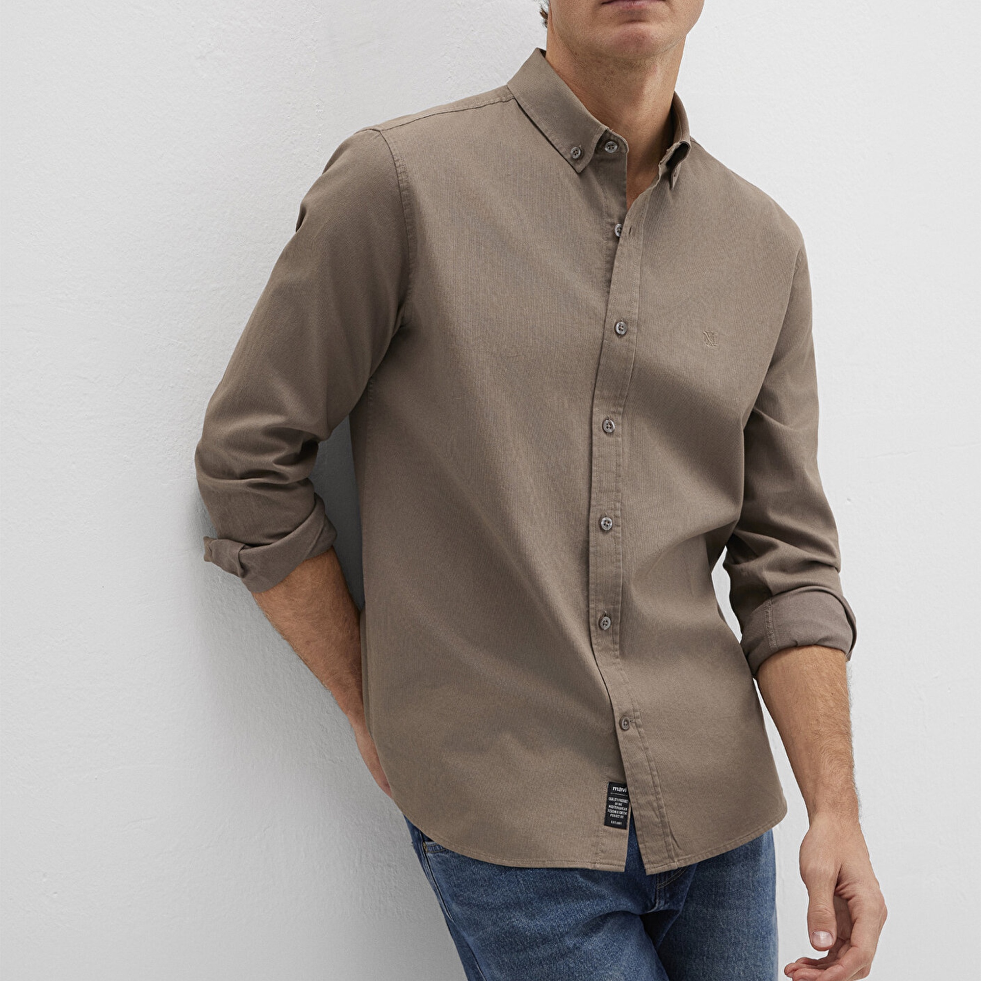 Mavi Kahverengi Gömlek Slim Fit / Dar Kesim 0211192-83866