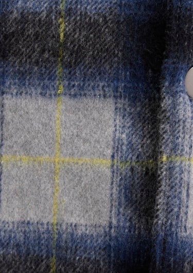  Mavi Yün Karışımlı Kareli Gömlek Loose Fit / Bol Rahat Kesim 0211786-91301