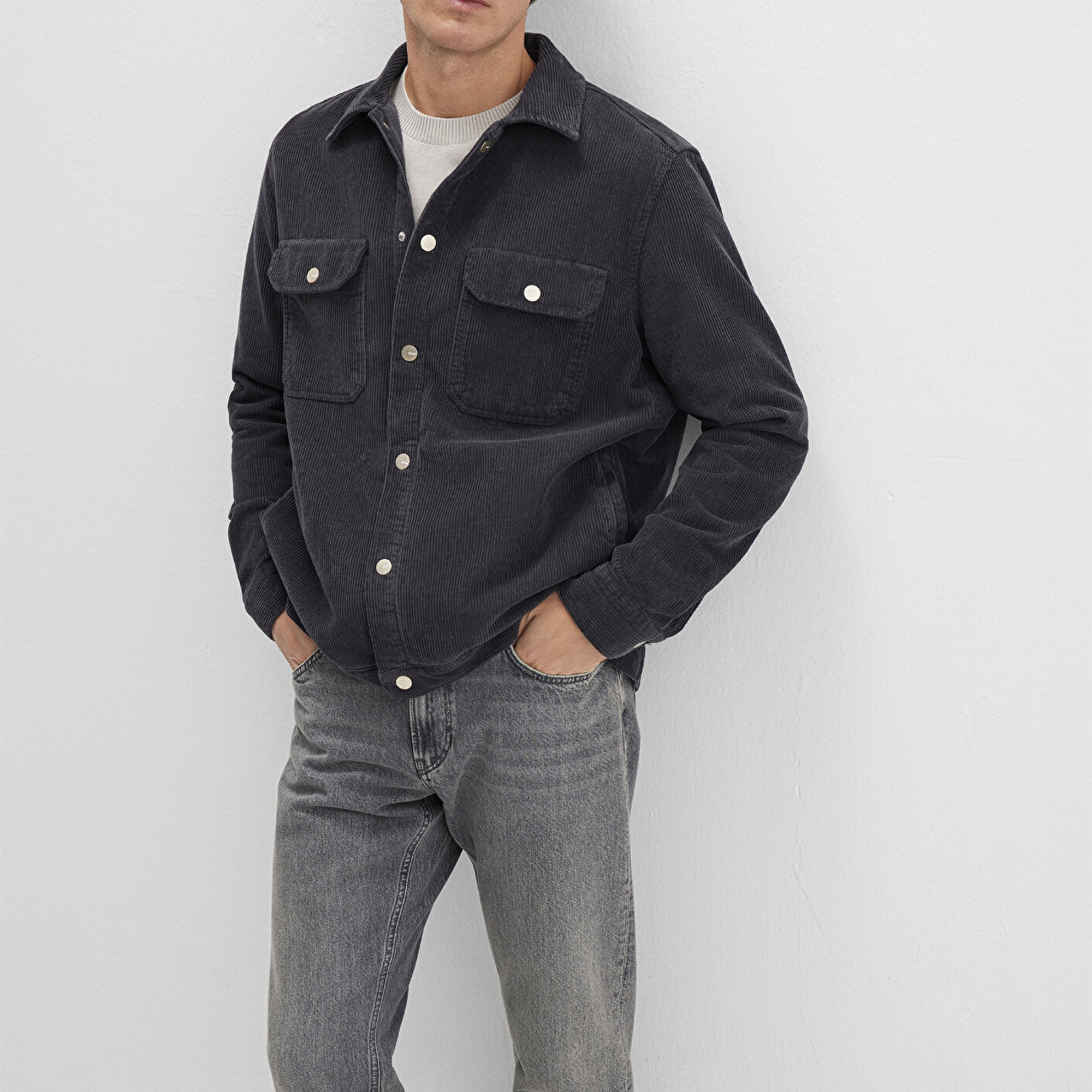 Mavi Antrasit Gömlek Loose Fit / Bol Rahat Kesim 0211750-70087