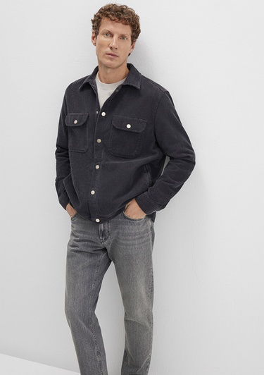  Mavi Antrasit Gömlek Loose Fit / Bol Rahat Kesim 0211750-70087