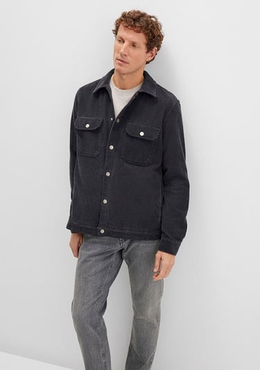  Mavi Antrasit Gömlek Loose Fit / Bol Rahat Kesim 0211750-70087