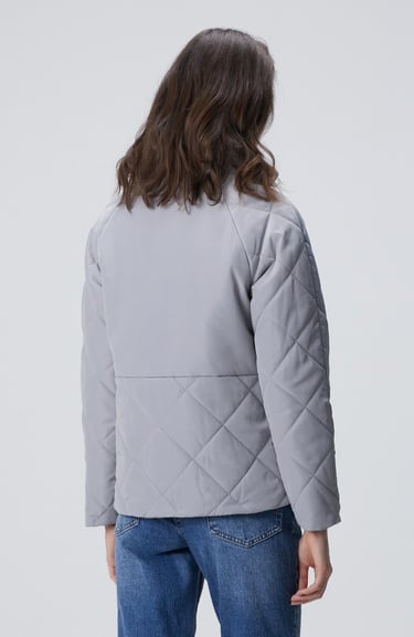  Network Kadın Gri Yarım Kapitone Detaylı Kaban