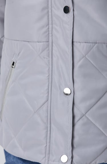  Network Kadın Gri Yarım Kapitone Detaylı Kaban