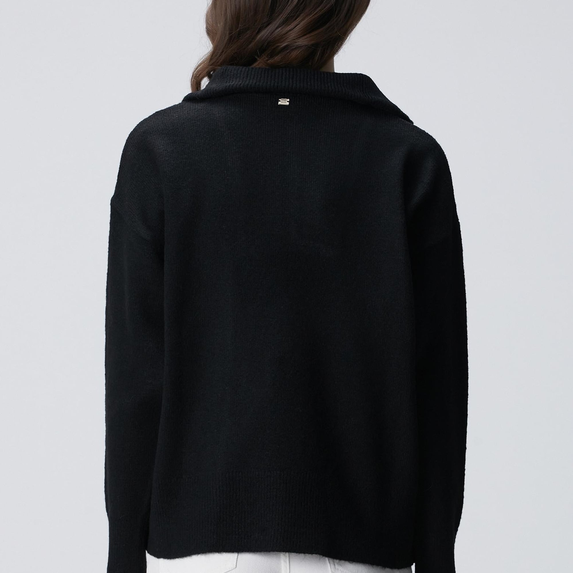 Network Kadın Siyah Dik Yaka Fermuarlı Uzun Kol Kazak