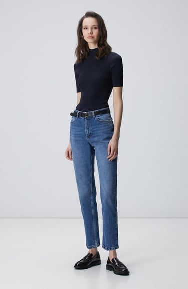  Network Kadın Lacivert Örgülü Dik Yaka Rayon Basic Kazak