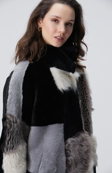  Network Kadın Renk Bloklu Deri Kaban