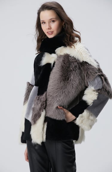  Network Kadın Renk Bloklu Deri Kaban