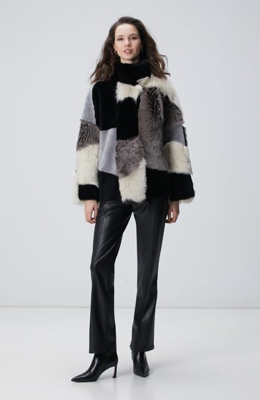  Network Kadın Renk Bloklu Deri Kaban