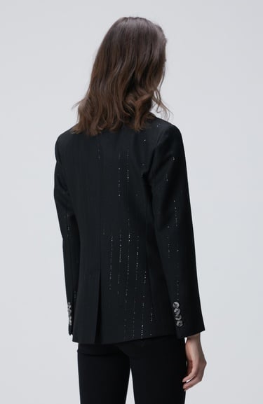  Network Kadın Siyah Payetli Çizgili Ceket