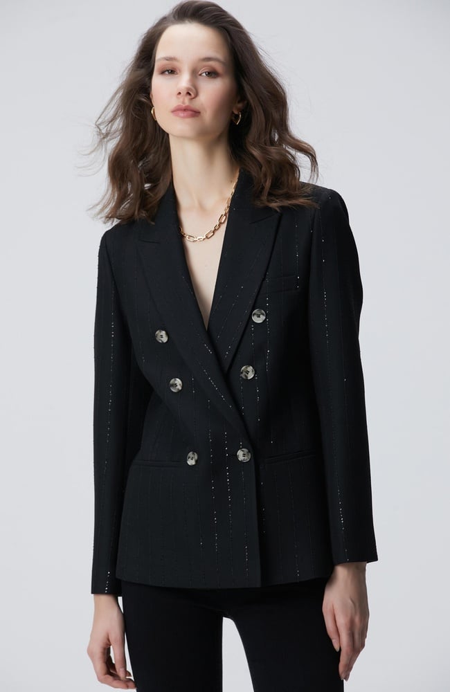  Network Kadın Siyah Payetli Çizgili Ceket