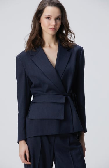  Network Kadın Lacivert Yün Karışımlı Ceket