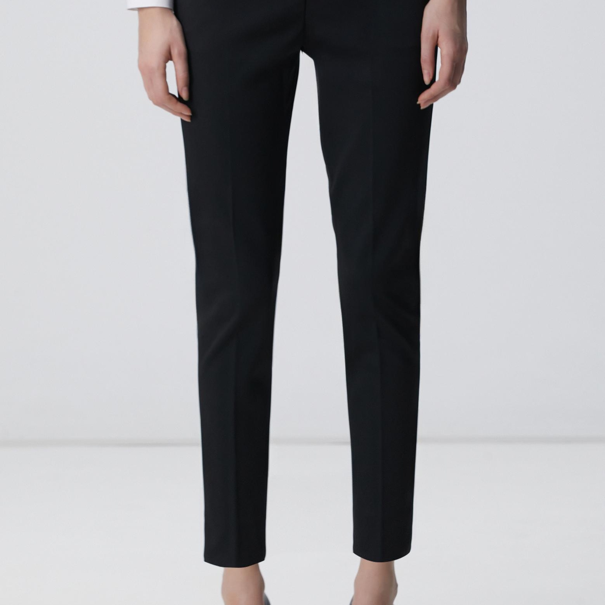 Network Kadın Siyah Kemeri Lastik Detaylı Pantolon