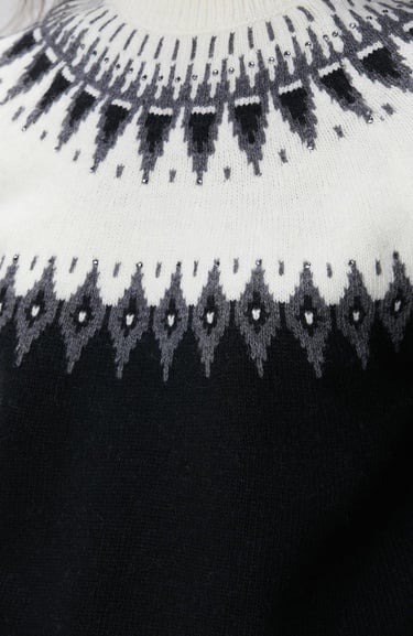  Network Kadın Siyah Desenli Yün Karışımlı Kazak