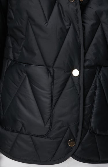  Network Kadın Siyah Zigzag Kapitone Mont