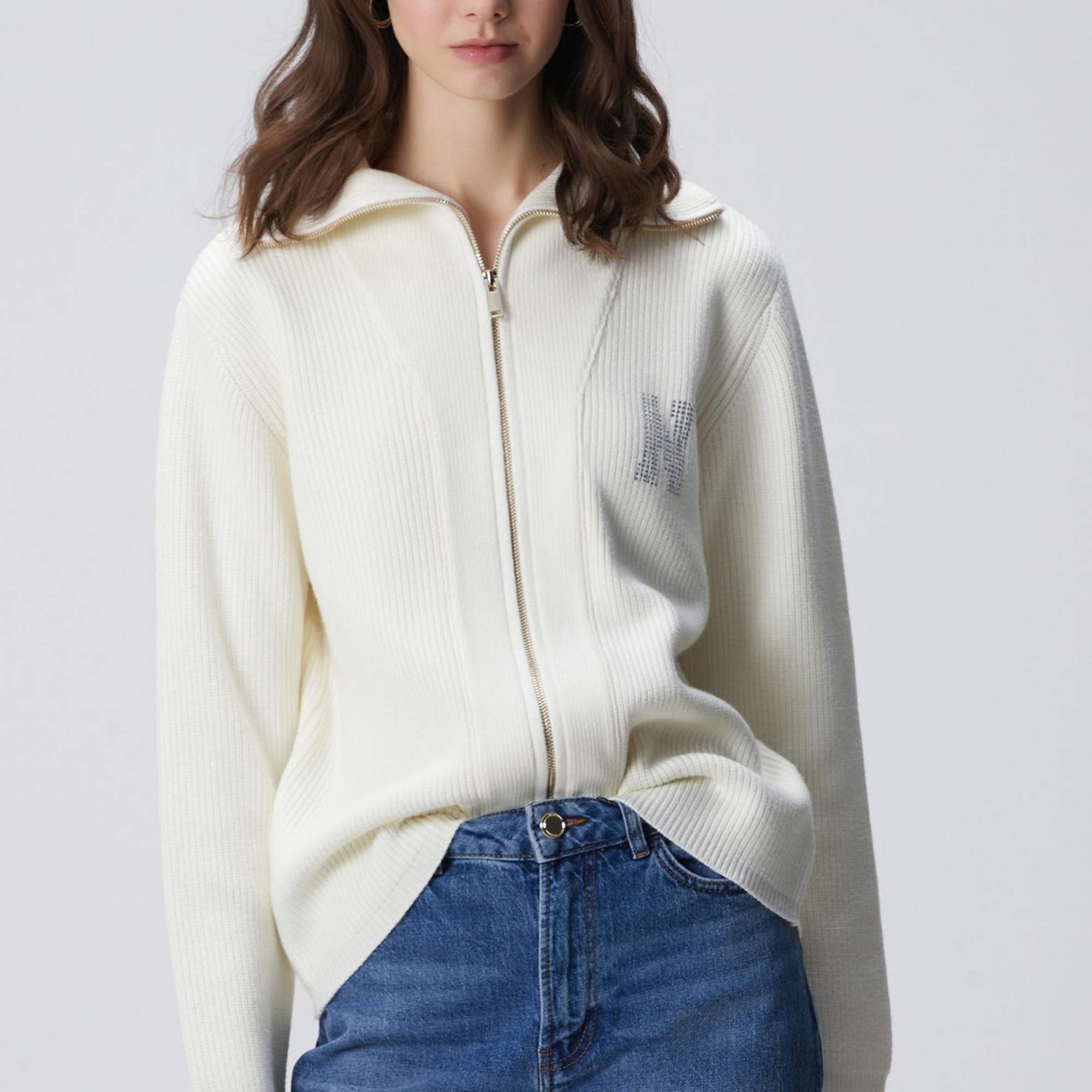 Network Kadın Kırık Beyaz N Taş İşlemeli Hırka