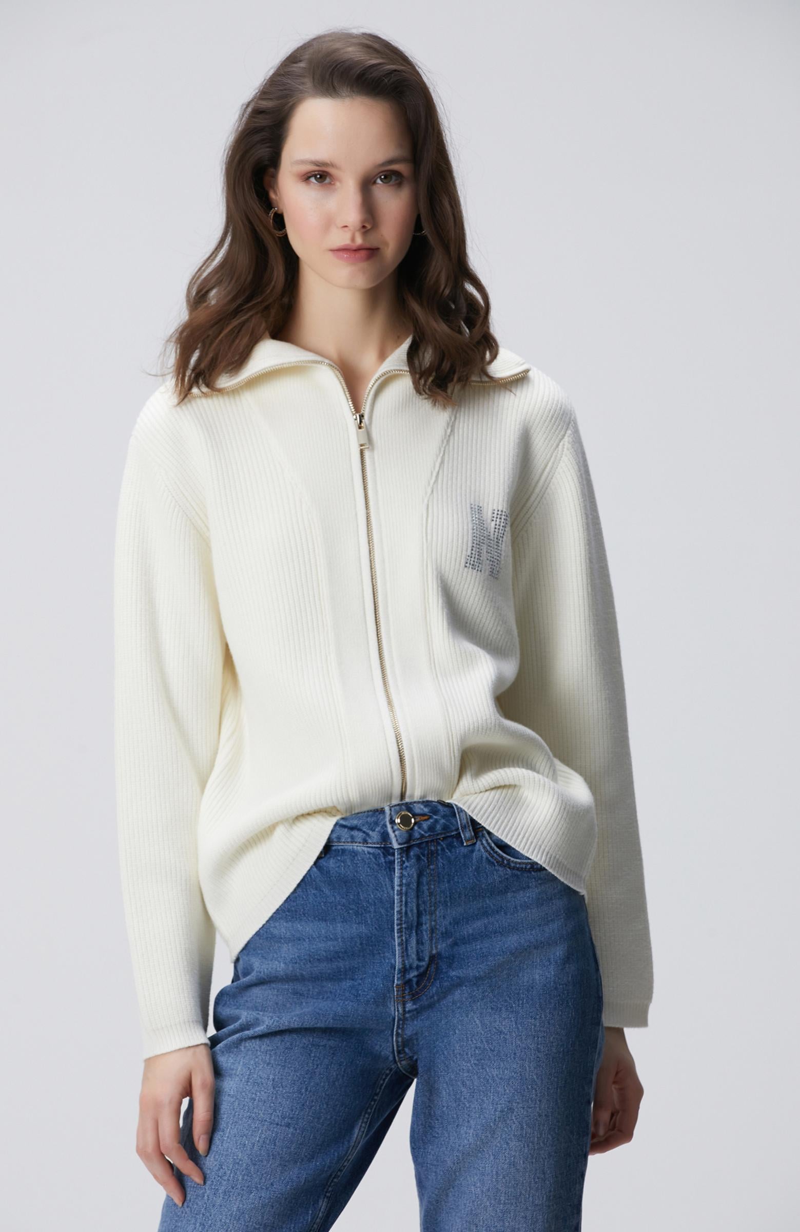  Network Kadın Kırık Beyaz N Taş İşlemeli Hırka