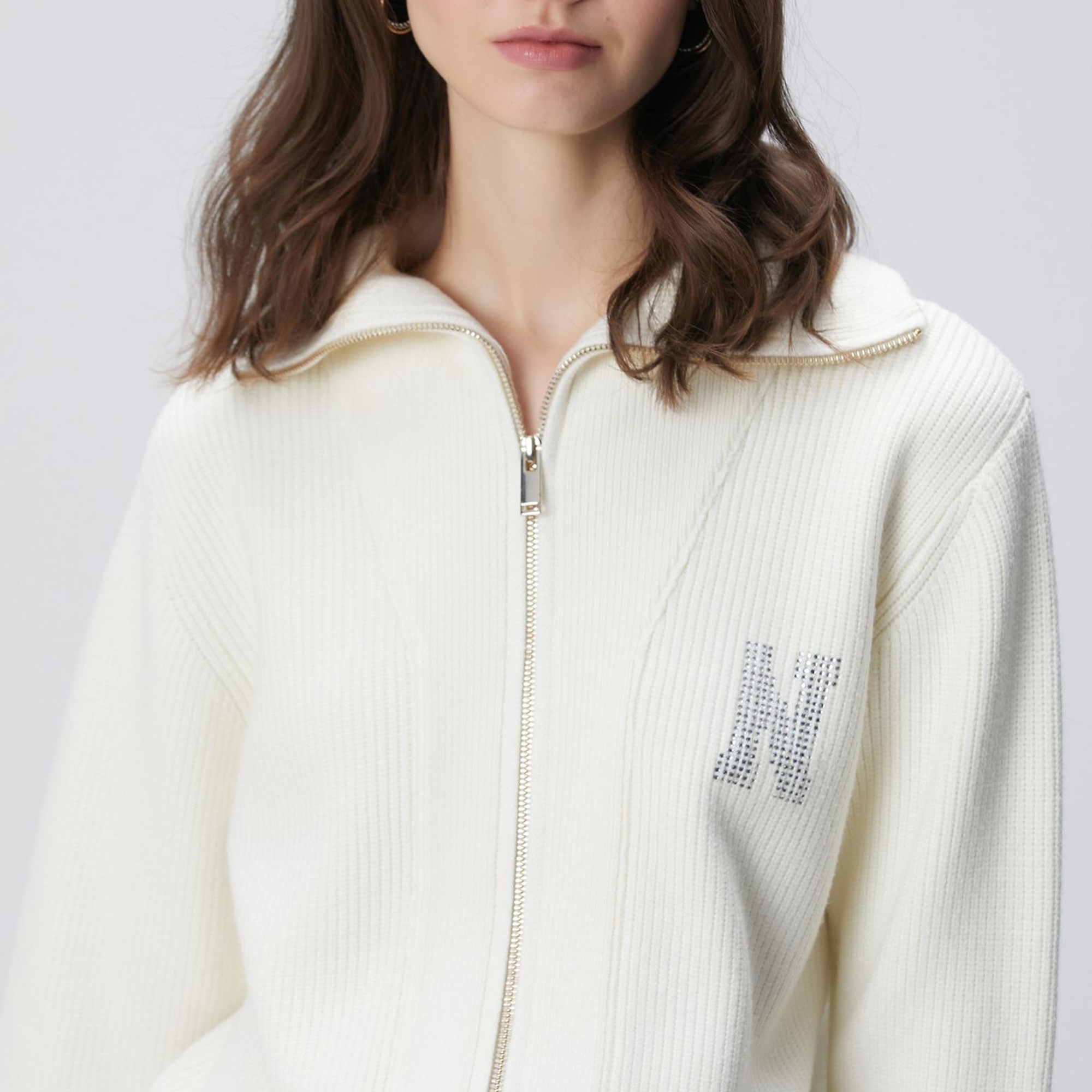 Network Kadın Kırık Beyaz N Taş İşlemeli Hırka