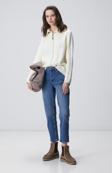  Network Kadın Kırık Beyaz N Taş İşlemeli Hırka