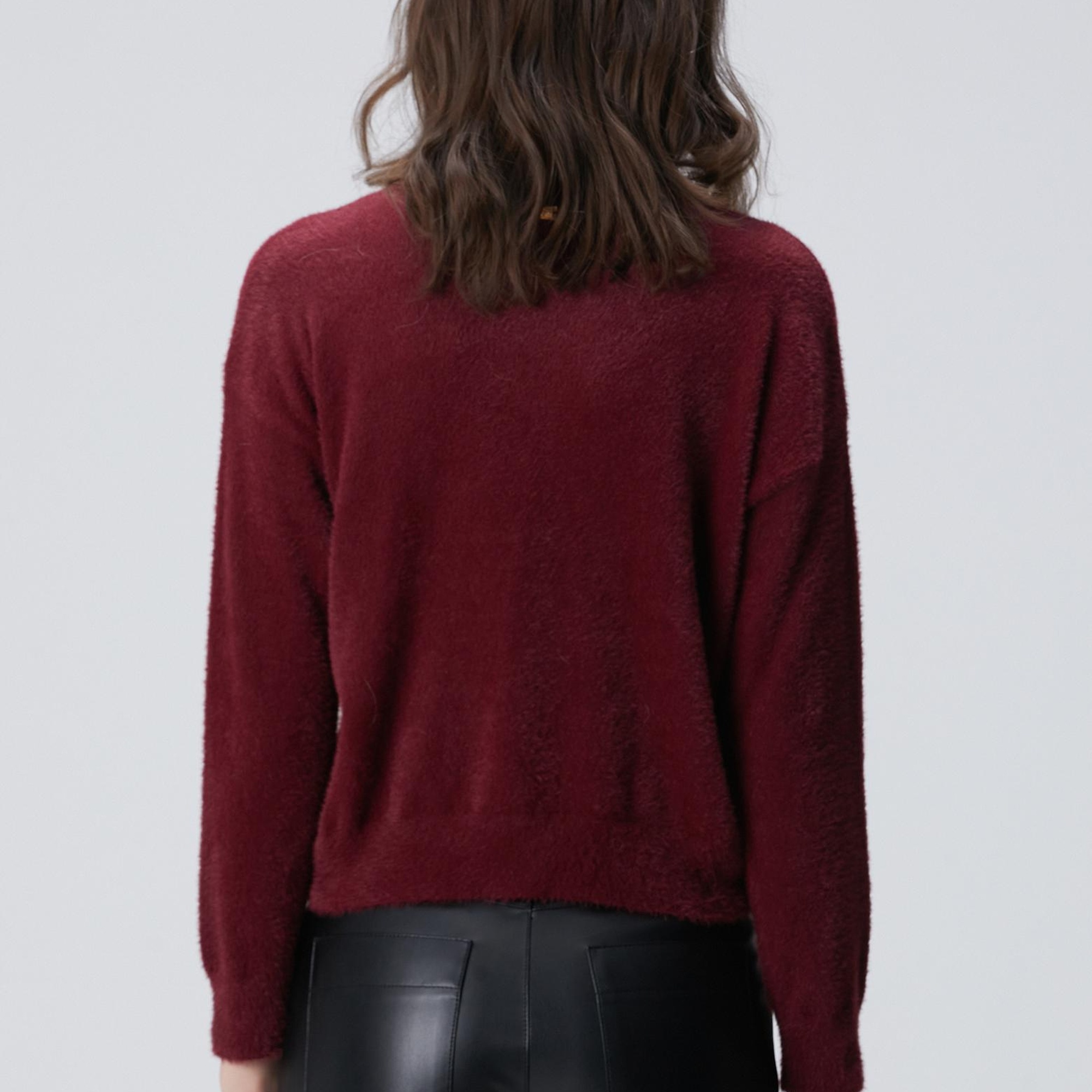 Network Kadın Bordo Sakal İp Basic Kazak