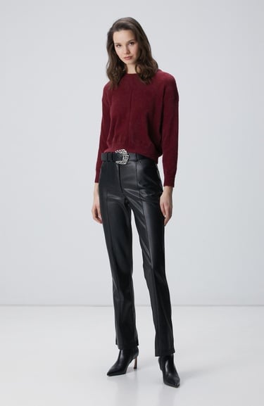  Network Kadın Bordo Sakal İp Basic Kazak