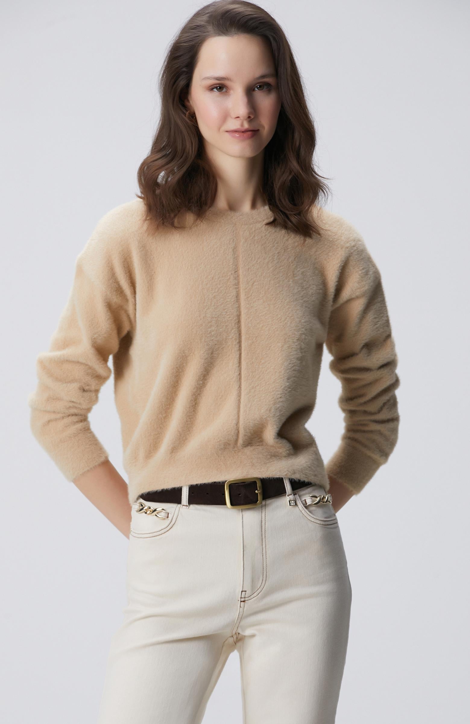  Network Kadın Bej Sakal İp Basic Kazak