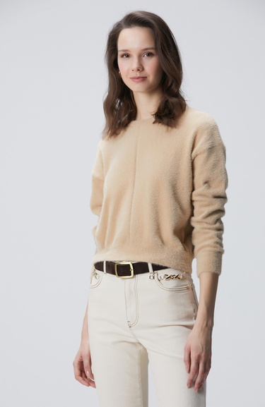  Network Kadın Bej Sakal İp Basic Kazak