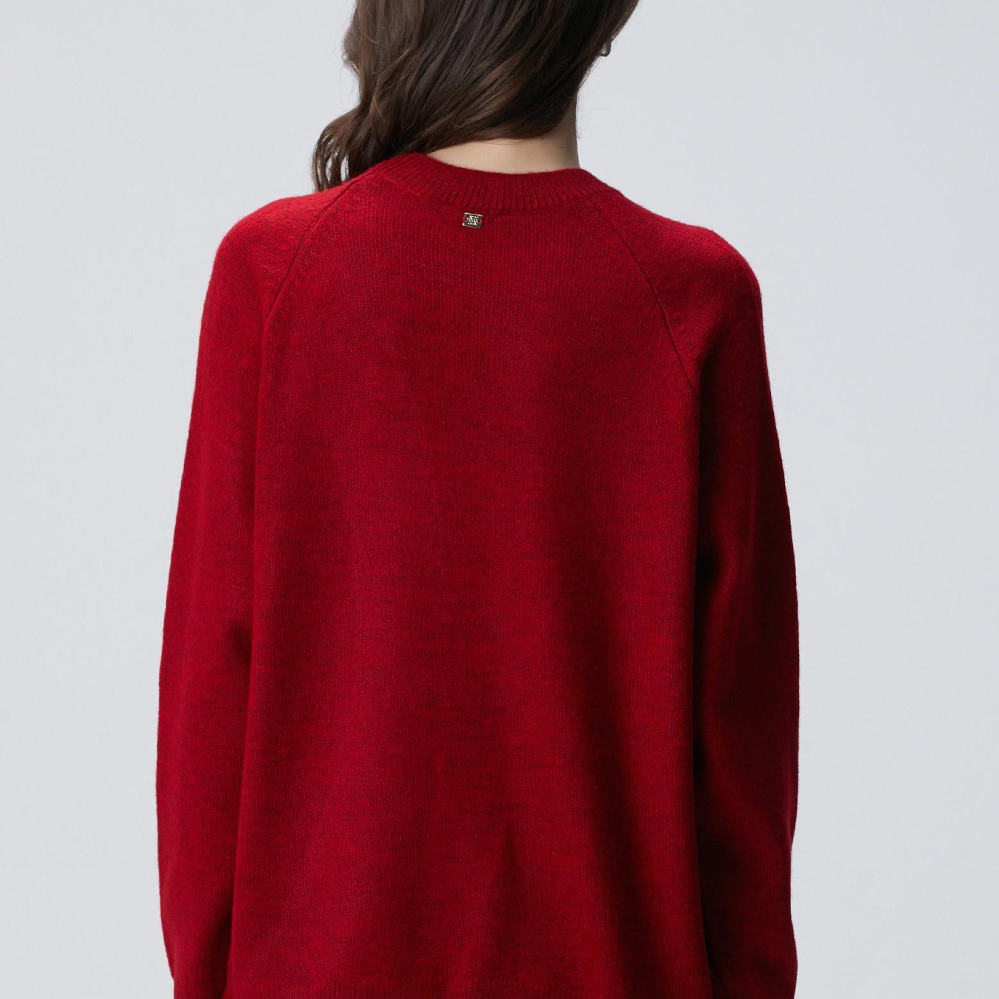 Network Kadın Kırmızı Bisiklet Yaka Taş İşlemeli Kazak