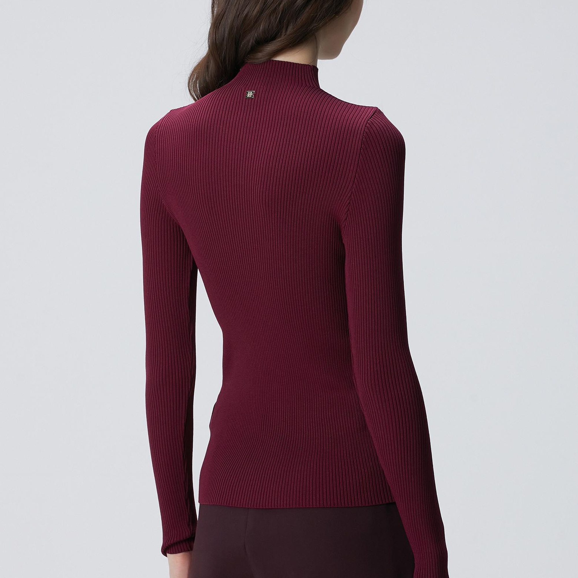 Network Kadın Bordo İnce Ribana Örgü Kazak