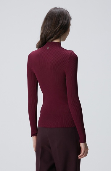  Network Kadın Bordo İnce Ribana Örgü Kazak