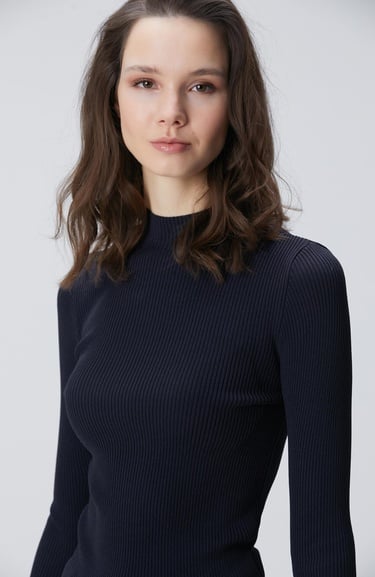  Network Kadın Lacivert İnce Ribana Örgü Kazak