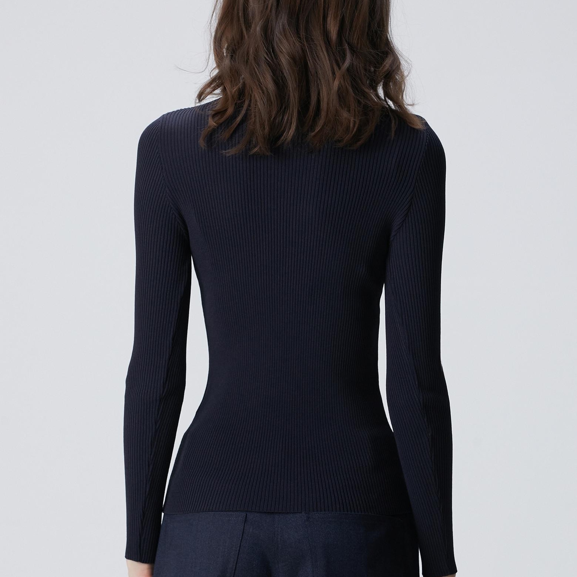 Network Kadın Lacivert İnce Ribana Örgü Kazak