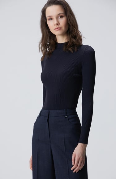  Network Kadın Lacivert İnce Ribana Örgü Kazak