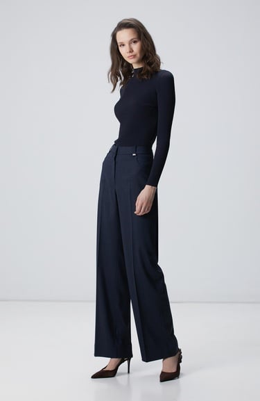  Network Kadın Lacivert İnce Ribana Örgü Kazak