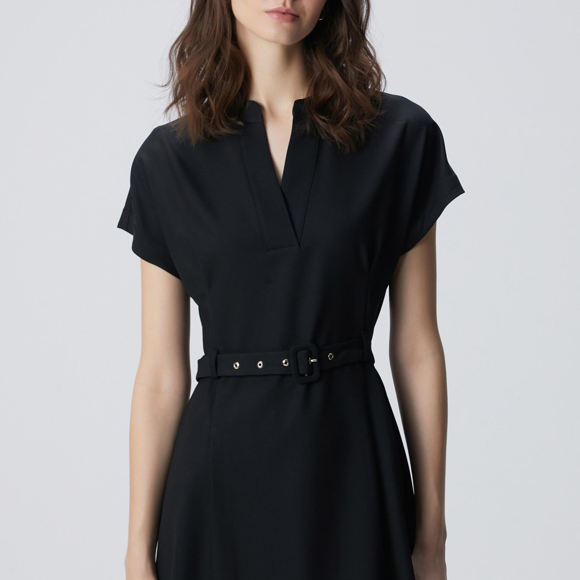 Network Kadın Siyah Kemerli Mini Elbise