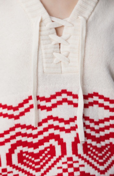  Network Kadın Kırık Beyaz Desenli Yün Karışımlı Triko Kazak