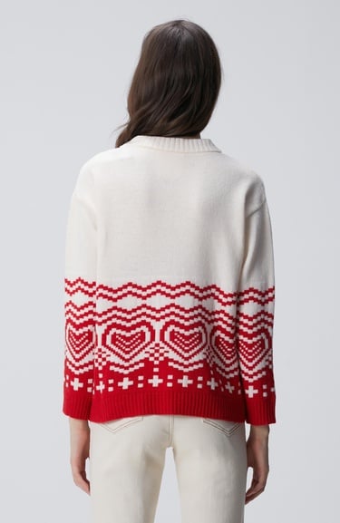  Network Kadın Kırık Beyaz Desenli Yün Karışımlı Triko Kazak