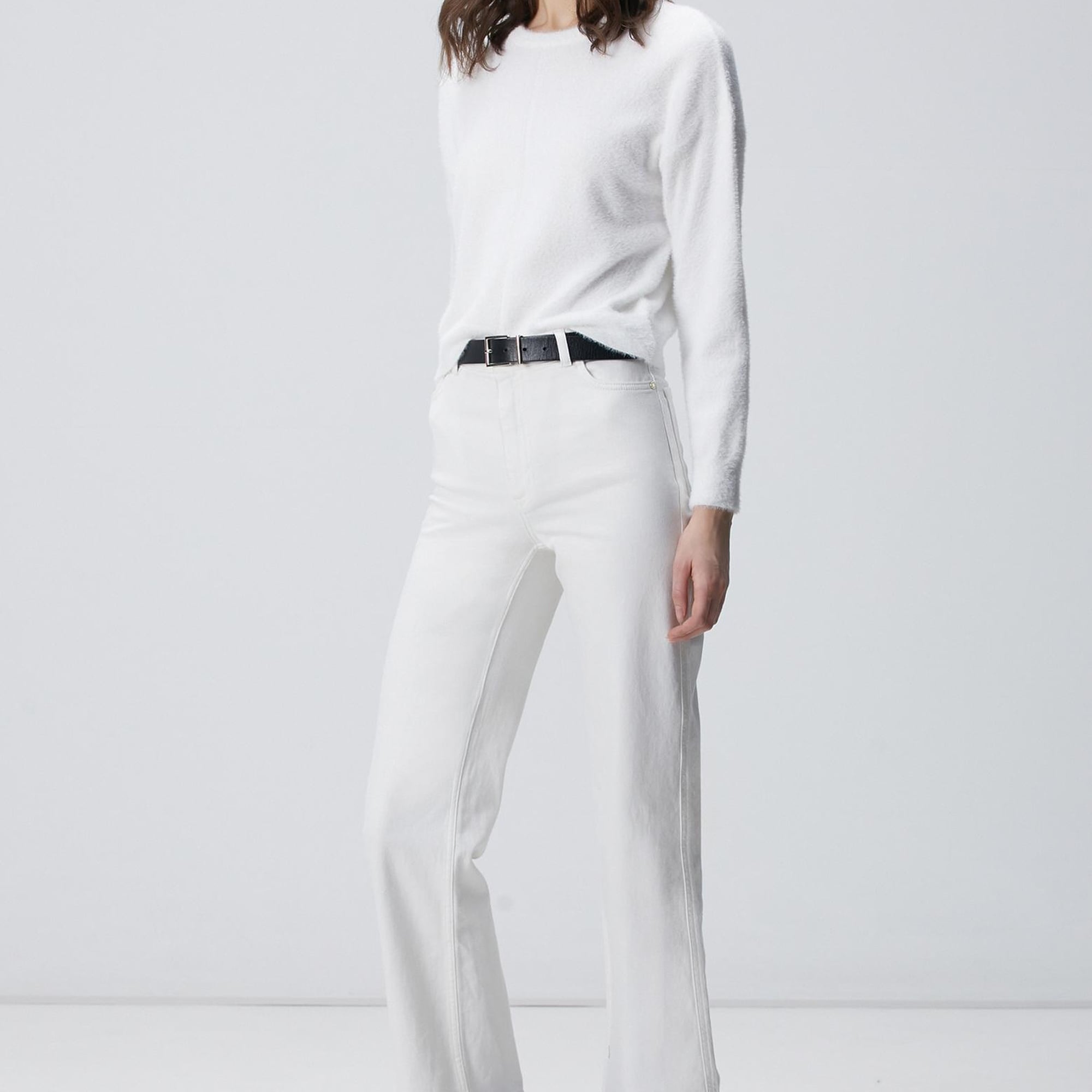 Network Kadın Kırık Beyaz Sakal İp Basic Kazak