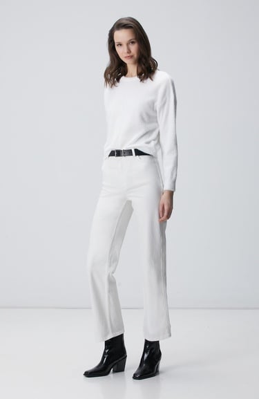  Network Kadın Kırık Beyaz Sakal İp Basic Kazak