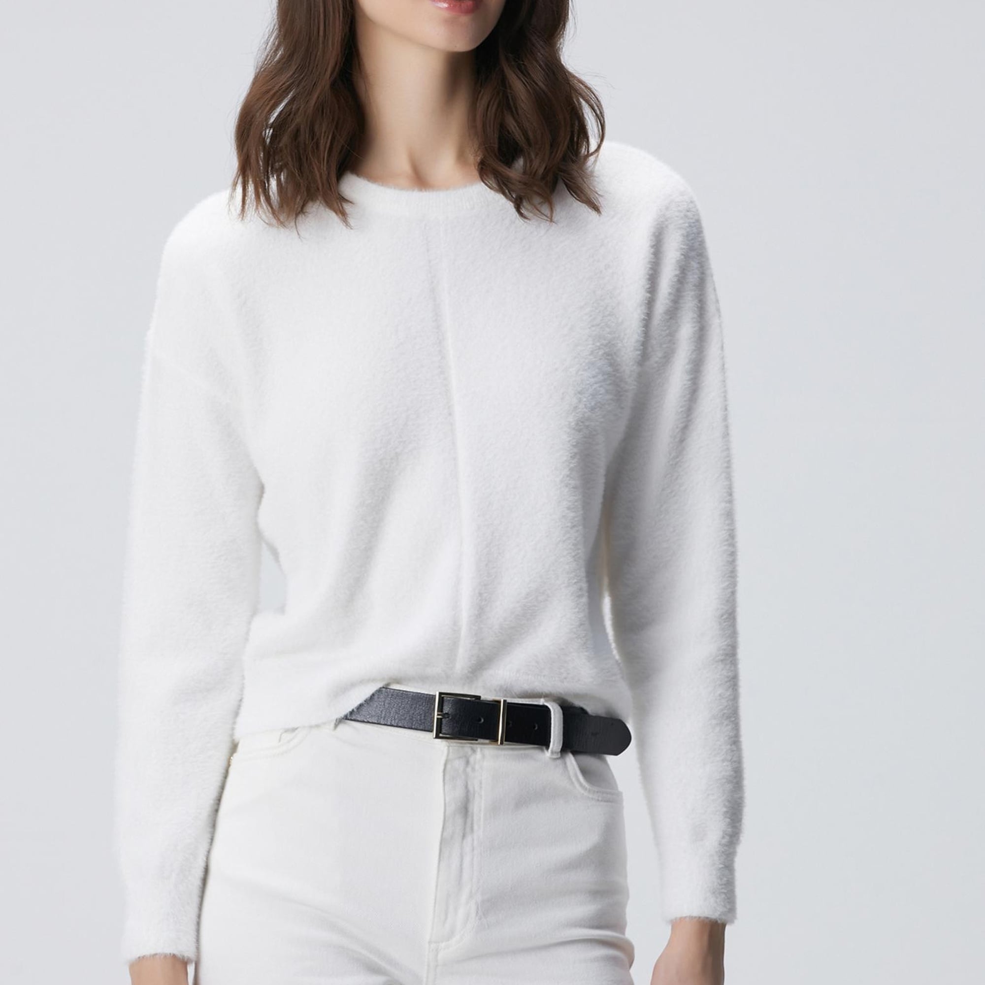 Network Kadın Kırık Beyaz Sakal İp Basic Kazak