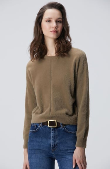  Network Kadın Haki Sakal İp Basic Kazak