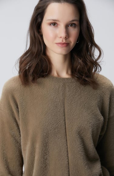  Network Kadın Haki Sakal İp Basic Kazak