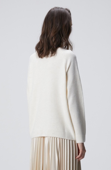  Network Kadın Kırık Beyaz Bisiklet Yaka Taş İşlemeli Kazak