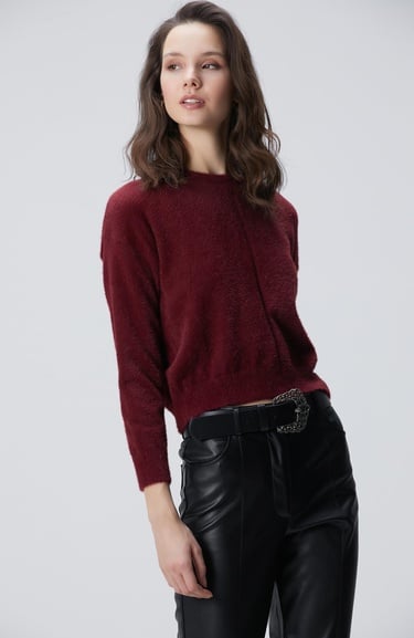  Network Kadın Bordo Sakal İp Basic Kazak