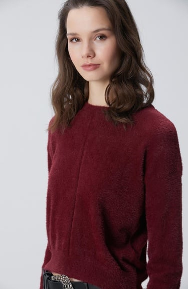  Network Kadın Bordo Sakal İp Basic Kazak