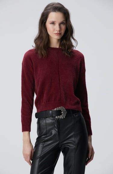  Network Kadın Bordo Sakal İp Basic Kazak