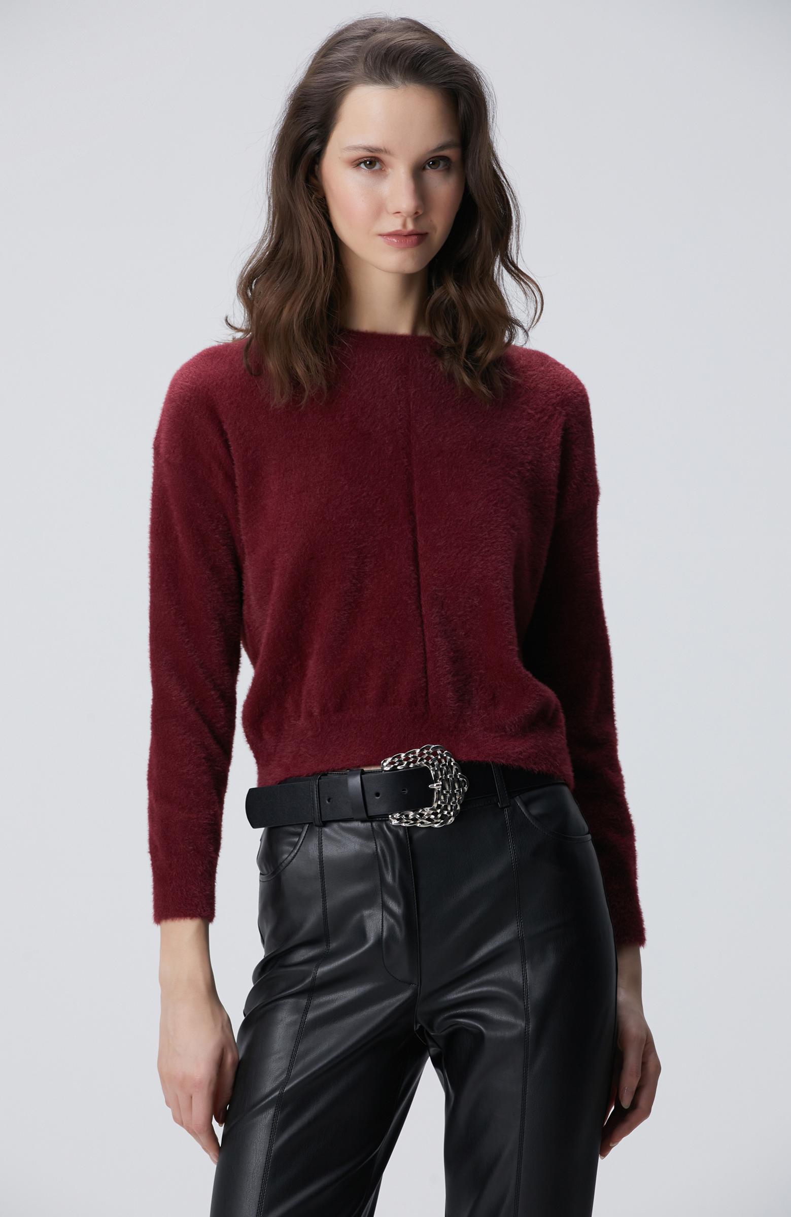  Network Kadın Bordo Sakal İp Basic Kazak