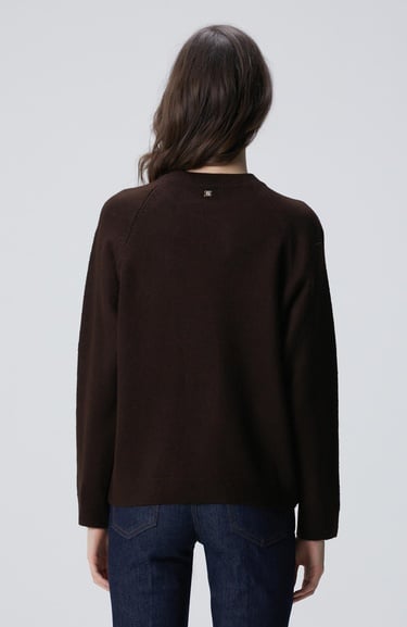  Network Kadın Kahverengi Bisiklet Yaka Taş İşlemeli Kazak