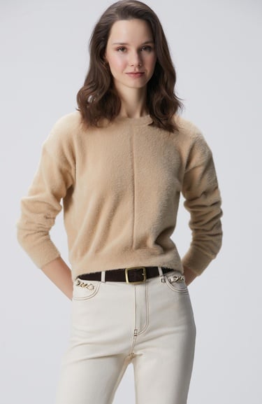  Network Kadın Bej Sakal İp Basic Kazak