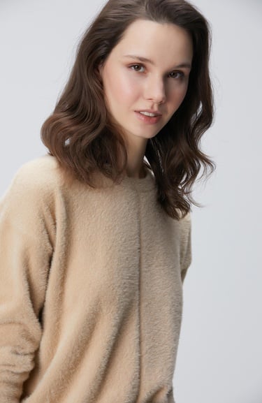  Network Kadın Bej Sakal İp Basic Kazak